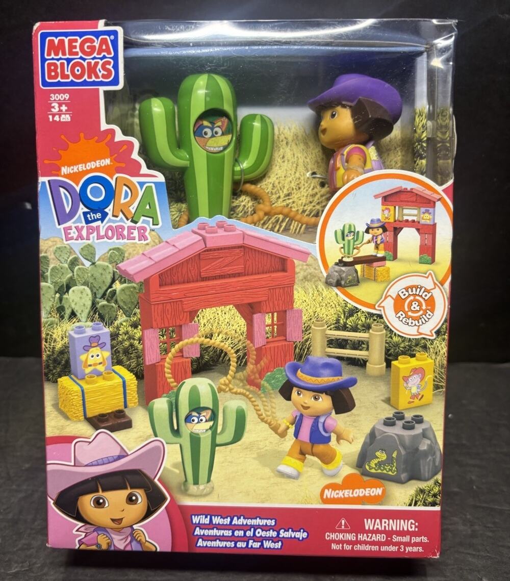Vintage Mega Bloks 3009 Dora The Explorer Wild West Adventures 18 PCS Nick Jr.